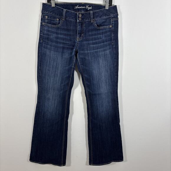 Vtg American Eagle Wide Leg Low Rise Artist Denim Jean 10 Y2K Western 90s - Picture 1 of 11